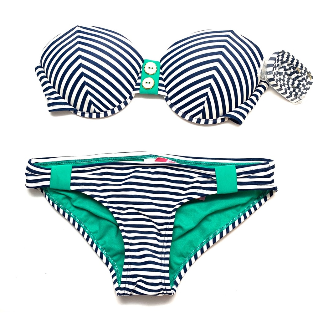 NWT Navy & White Striped Bikini Set